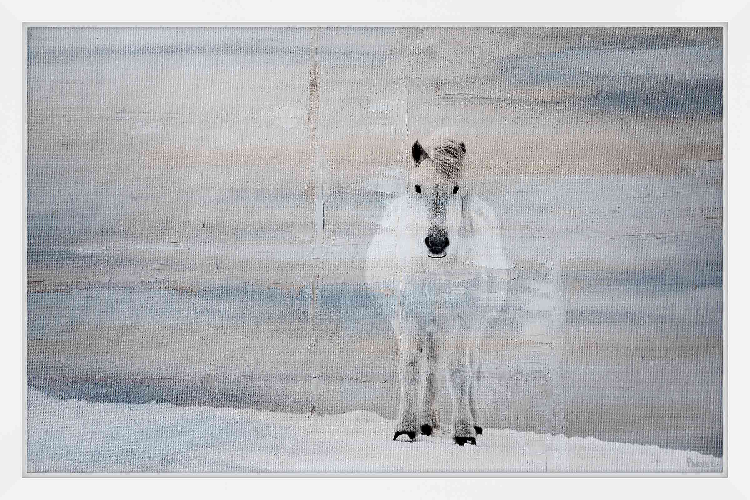 "White Horse Forward" Framed Painting Print