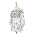 thumbnail image 5 of NOVICA Artisan Handmade Cotton Batik Tunic Top with Colorful Designs from Thailand Clothing White Multicolor Tunics Painted ' Batik Style', 5 of 8