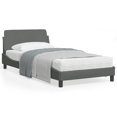 thumbnail image 1 of vidaXL Bed Frame with Headboard Dark Grey 100x190 cm Fabric, 1 of 1
