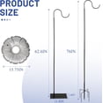 thumbnail image 2 of 62.6 Inch Shepherds Hooks for Outdoor, Adjustbale Hummingbird Feeder Stand Bird Feeder Pole Wind Chime Stand with Flat Base, 4 Prongs Base and Water Weight Bag (Black, 2 Pack Single-Hoo), 2 of 7