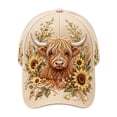 thumbnail image 2 of 3D Highland Cow Embroidery Cap, Cute Print Baseball Cap, Adjustable Farmhouse Baseball Hat, Rustic Country Hat Gift for Women and Men, 2 of 6