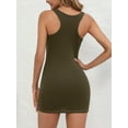 thumbnail image 4 of Attraco Womens Solid Extra Long Tank Tops with Shelf Bra Ribbed Camisoles Undershirts, 4 of 8