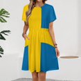 thumbnail image 2 of National Flag Sweden Blue Field Dress Fashion Beach Short Sleeve Dresses Female Party Printed Sundress, 2 of 7