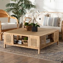Bali & Pari Open Shelf Rattan Coffee Table, Light Honey