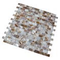 thumbnail image 4 of Art3d Rectangle White & Brown with Seams 12 in. x 12 in. Mother of Pearl Tile (1-Pack), 4 of 8