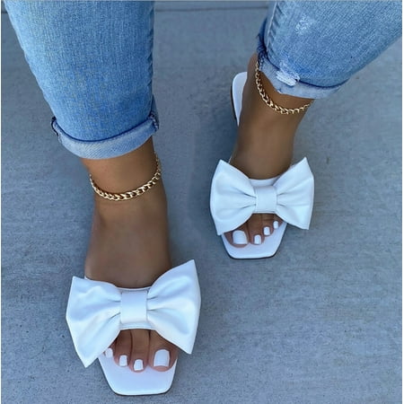 

Njoeus Women s Sandals Bowknot Flat Slippers Casual Beach Indoor&Outdoor Shoes