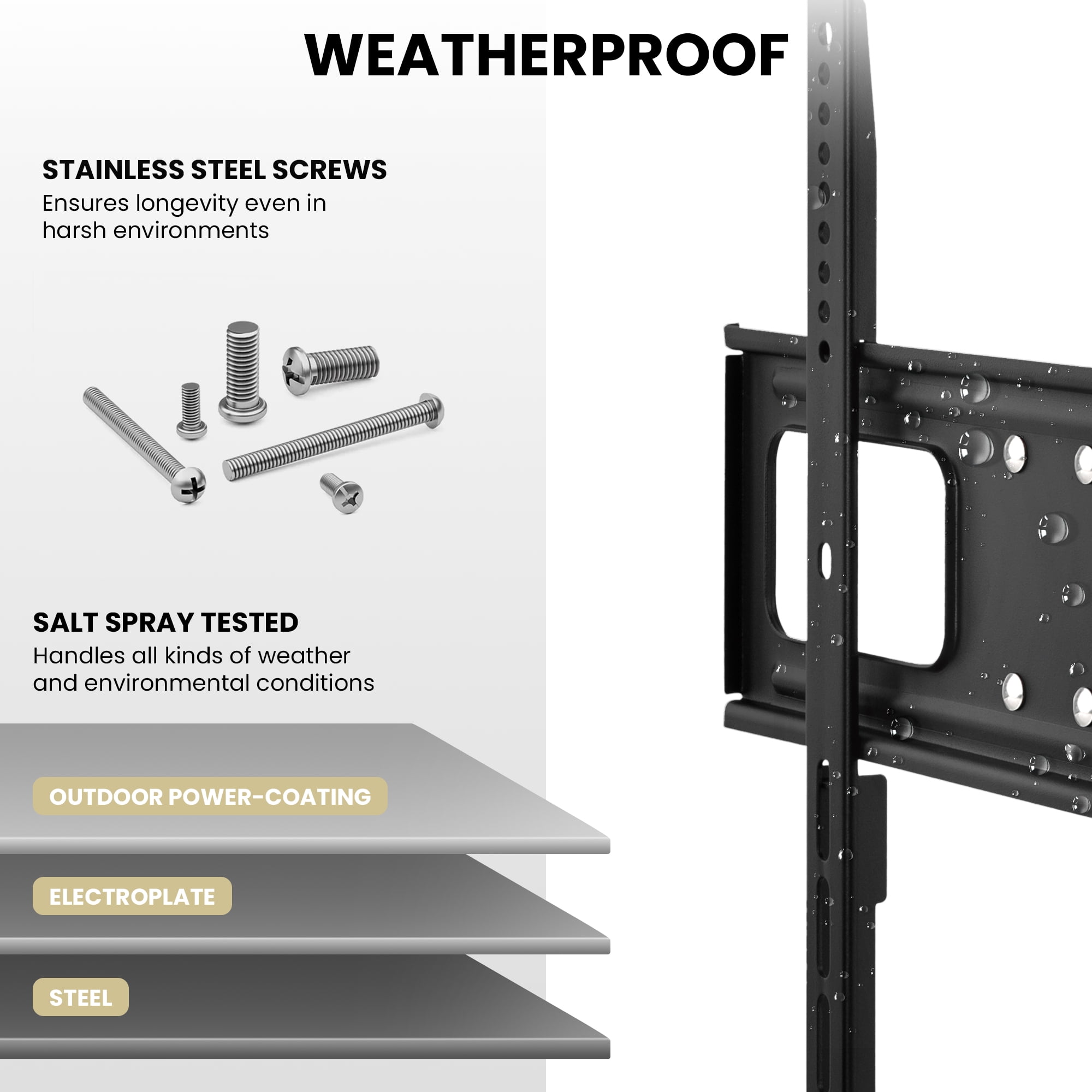 ZeboZap Vinyl Siding, Stucco, Brick, Outdoor TV mount 70" TV | Full Motion