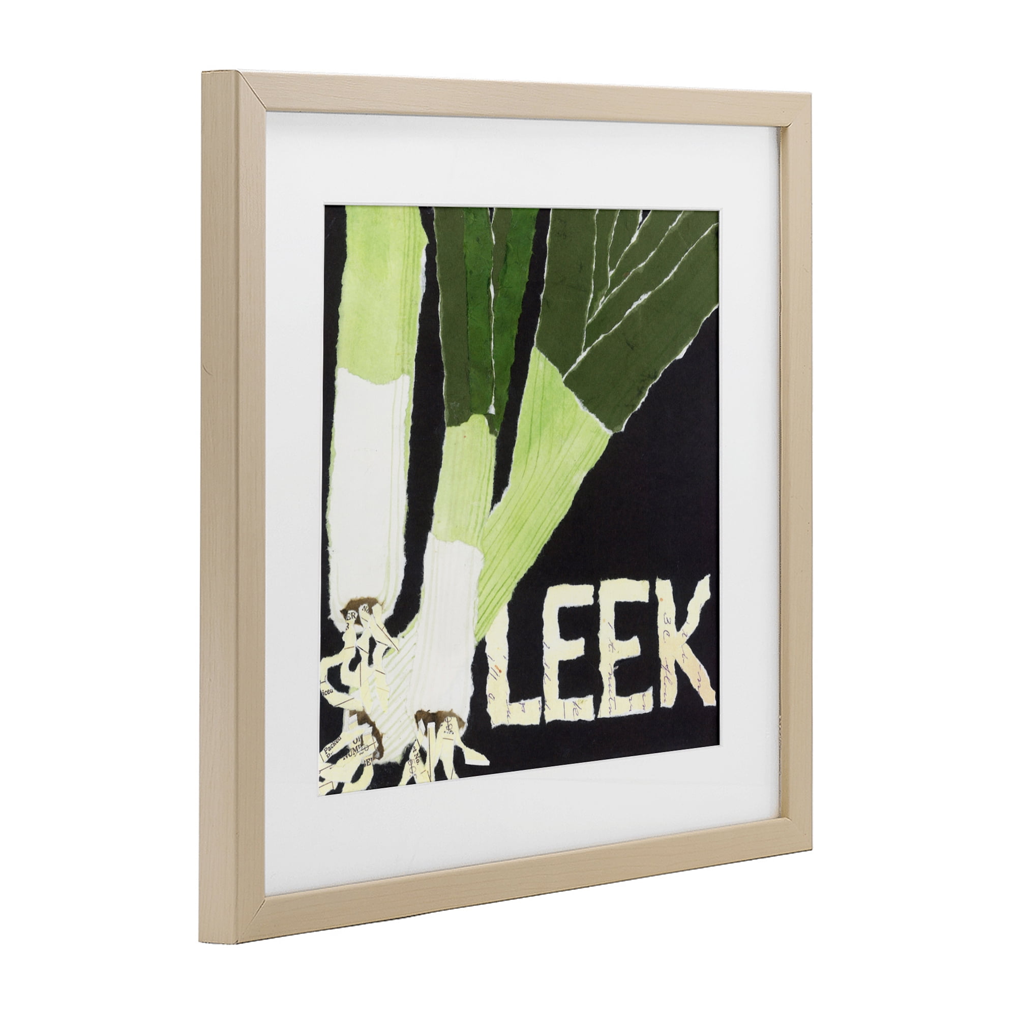 Stupell Industries Collaged Leek Vegetable Birch Framed Print Under Glass, design by Nancy Overton