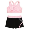 thumbnail image 2 of MSemis Kids Girls Workout Set Racer Back Sports Bra with Shorts Yoga Sports Set Pink 4, 2 of 5