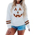 thumbnail image 2 of Chandails en Molleton Visage de Citrouille Halloween Femmes Mignon Pull Graphique Citrouille Décontracté Manches Longues Automne, 2 of 5
