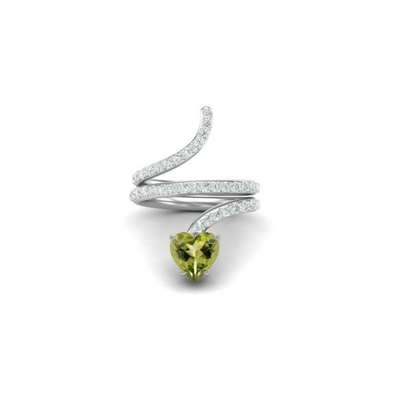 7MM Heart Shape Natural Peridot 925 Sterling Silver Women Wrap Rings
