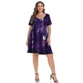 thumbnail image 2 of VEPKUL V Neck Short Sleeve Casual Swing T Shirt Dress with Pockets Plus Size Dresses for Women Flower61_3X, 2 of 8