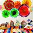 thumbnail image 7 of 6 Pcs Hanging Paper Fans Party Banner Decoration, Colorful Paper Rosette Flowers for Mexican Fiesta, Carnival, Birthday and Baby Shower, 7 of 7