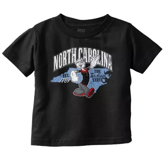 Popeye North Carolina The Tar Heel State Nc Toddler T Shirt TODDLER SHORT SLEEVE TEE BELLA CANVAS 3001T