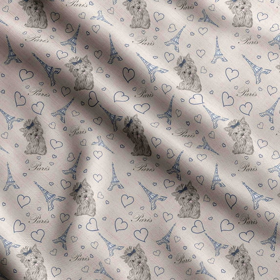 Soimoi Dog Print,Cotton Cambric, Quilting Fabric Sold by The Yard 42 Inch Wide, Medium Weight Cotton Fabric, SewingSupplies,Light Peach