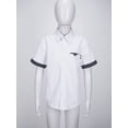thumbnail image 3 of TSSOE Boys Polka Dots Print Sleeves Button Down Shirts Student Boys School Uniform Oxford Dress Shirt White 140, 3 of 7
