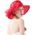 thumbnail image 3 of Organza Fascinator Hat - Women's Wide Brim Church Bridal Tea Party Wedding Hat, 3 of 4