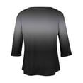 thumbnail image 5 of Mikilon Plus Size Tops for Women Summer V-Neck 3/4 Sleeve Blouse Casual Loose Gradient Color Shirts, 5 of 5