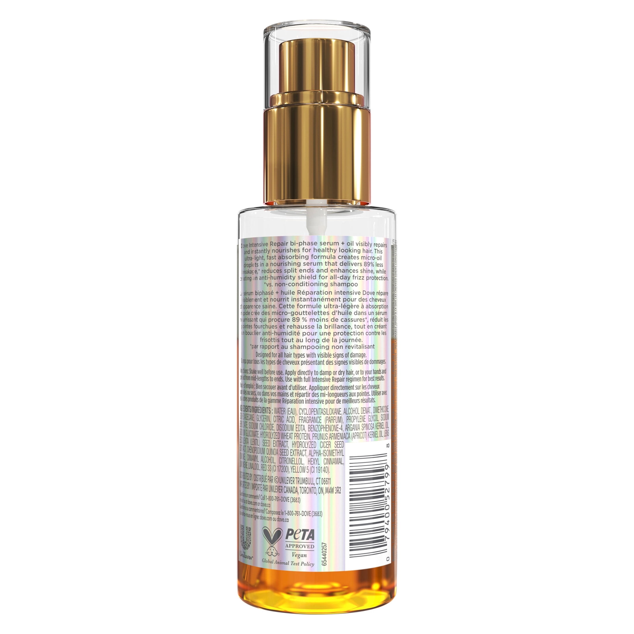 Dove Damage Therapy Intensive Repair Bi-Phase Serum + Oil Hair Spray With Amino Serum For Shine, Frizz Control, And Split Ends ,3.9 Fl oz