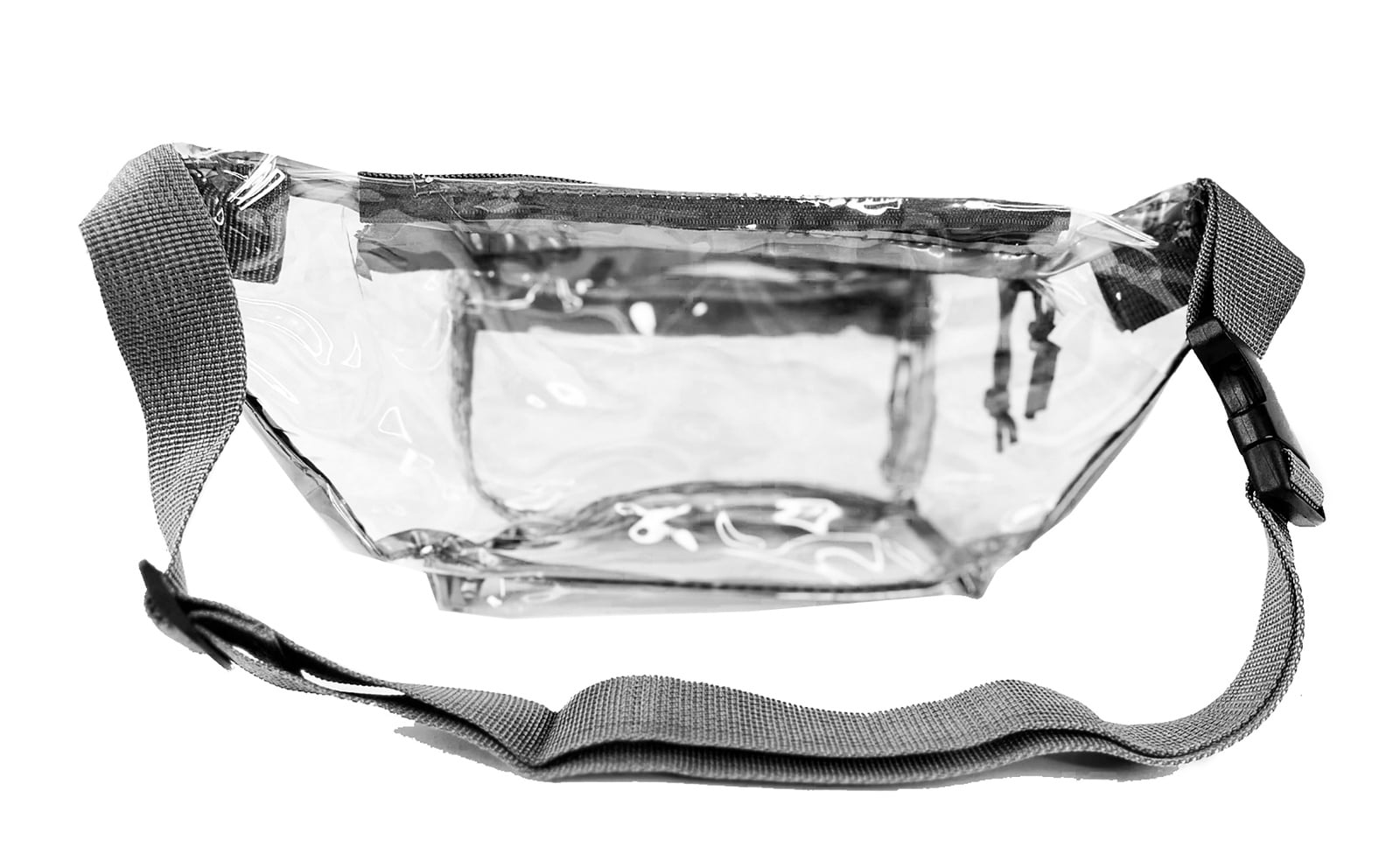 K–Cliffs Clear 3-Zipper PVC Waist Fanny Pack with Black Trim for Music Festivals & Raves, Teen-Adult