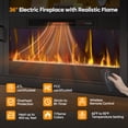 thumbnail image 3 of Bestier 70" Fireplace TV Stand with 36" Electric Fireplace, Farmhouse Entertainment Center for TVs up to 75", TV Console with LED Lights, Glass Door, Adjustable Shelves for Living Room, Black, 3 of 8