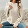 thumbnail image 6 of Sweater Hoodies for Women 2025 Long Sleeve Ribbed Knit Hoodie Sweater with Pockets Hooded Sweatshirt Pullover Tops, 6 of 8
