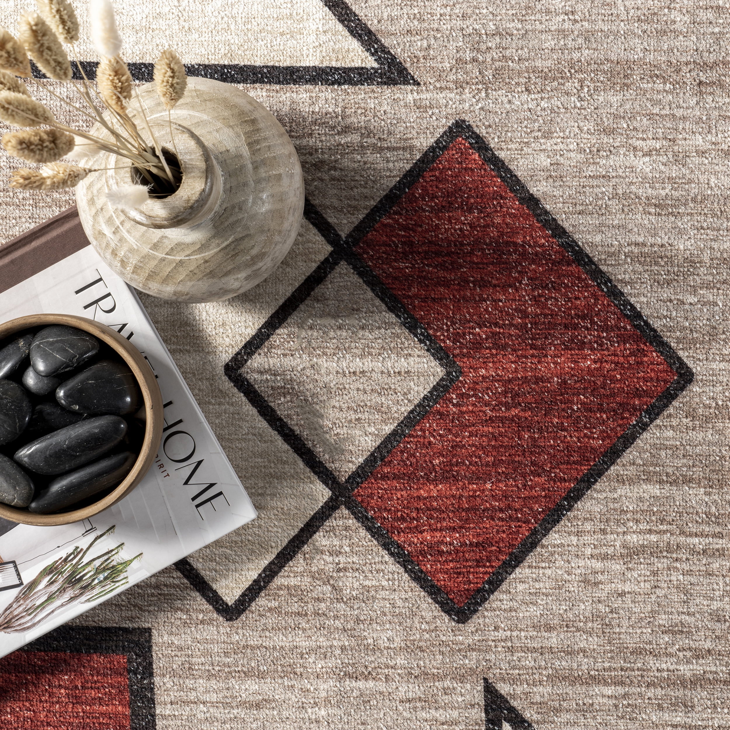 nuLOOM Petra Boho Arrows Machine Washable Area Rug, 4' x 6', Brown