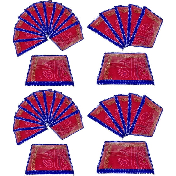 atorakushon Pack of 36 Parachute Fabric Foldable Garments Sare Blouse Cover Wardrobe Organizer Bag Pouch with Clear Window Zip Lock (Blue)