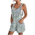 thumbnail image 2 of Puntoco Pantalones cortos casuales para mujer Pantalones cortos casuales con estampado de tirantes para mujer Pantalones cortos tipo mono con bolsillos, 2 of 5