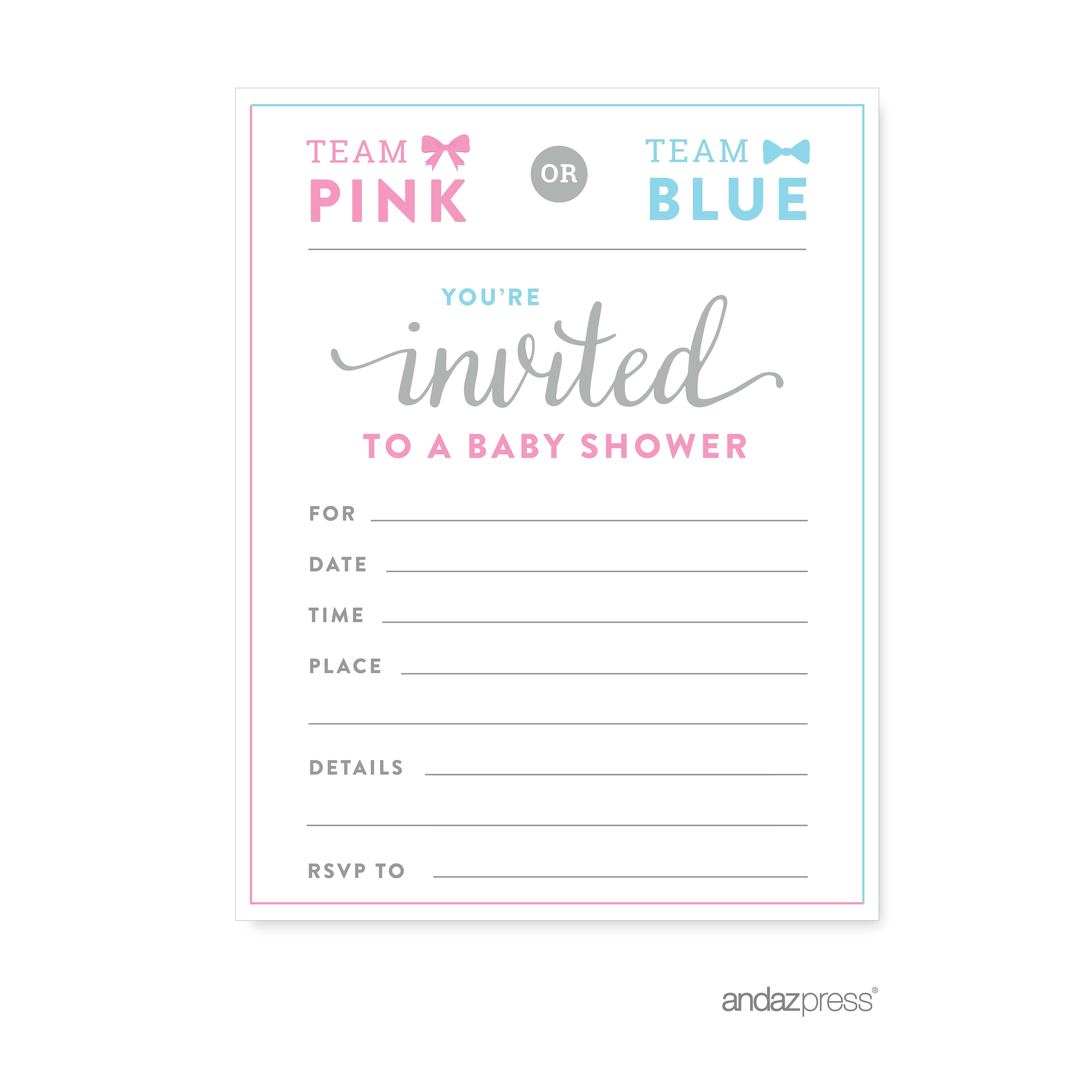 blue or neutral dot designs Baby shower invitations pack of 16 pink 