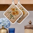 thumbnail image 2 of Sunflower Pot Holders for Kitchen Heatproof Potholder, 2 Pack Vintage Summer Botanical Wooden Farmhouse Hot Pads Multipurpose Oven Pads Cloth Potholders Trivet for Cooking and Baking, 2 of 8