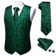 thumbnail image 3 of Conjunto de chaleco y corbata Barry.Wang de seda verde esmeralda para hombre, 3 of 5
