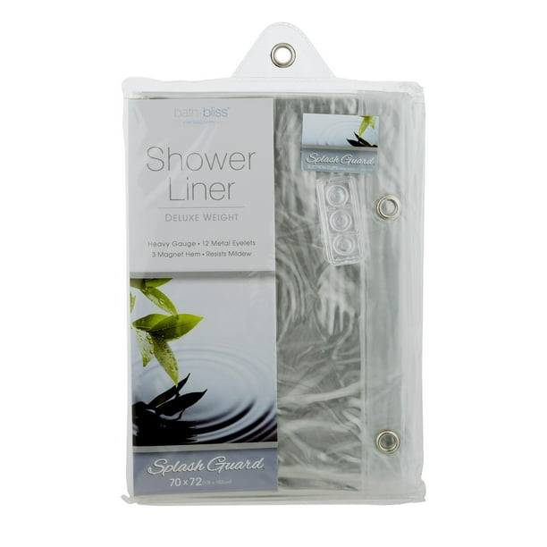 Bath Bliss Premium Splash Guard Shower Curtain Liner, Super Clear 70" x