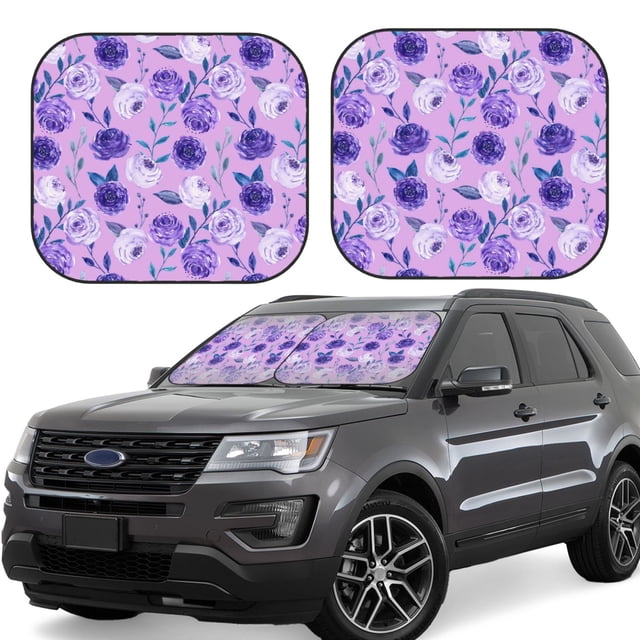 Easygdp Violet for 2 PCS Foldable Car Sun Shade Front Windshield Sun Protection Cover for Car, SUV, Truck-Large