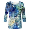 thumbnail image 5 of Wanfds Hauts de Mode Bleus pour Femmes Col Rond Manches Trois-Quarts TTG, 5 of 5