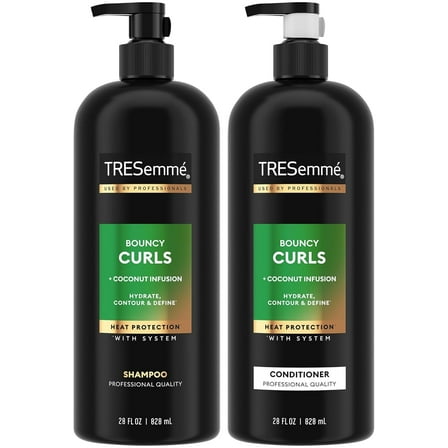 TRESemmé Shampoo and Conditioner Set, Bouncy Curls – Hydrating Curl-Defining, Curly Hair Formula, Frizz-Control Products, 28 Oz Ea