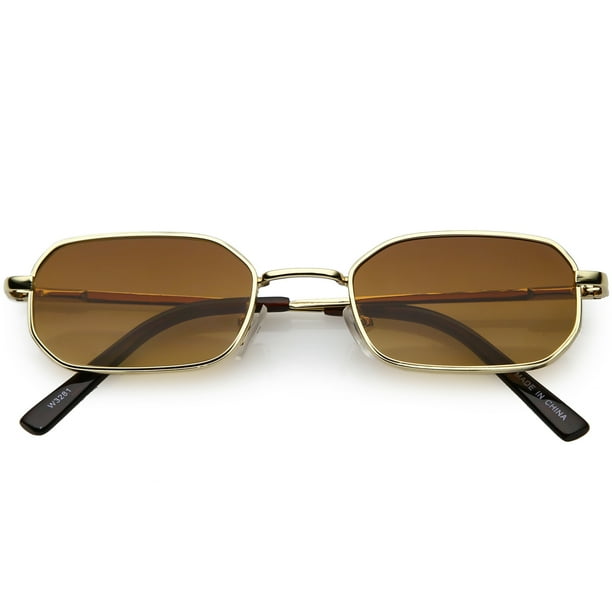 sunglass.la Extreme Small Metal Rectangle Sunglasses Thick Frame Flat