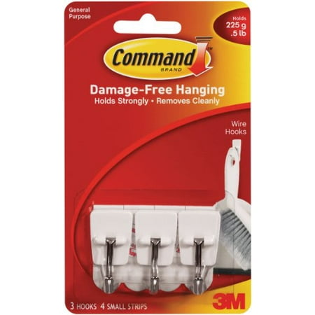 Command Wire Hooks, Small, White, 3-Hooks (17067ES)