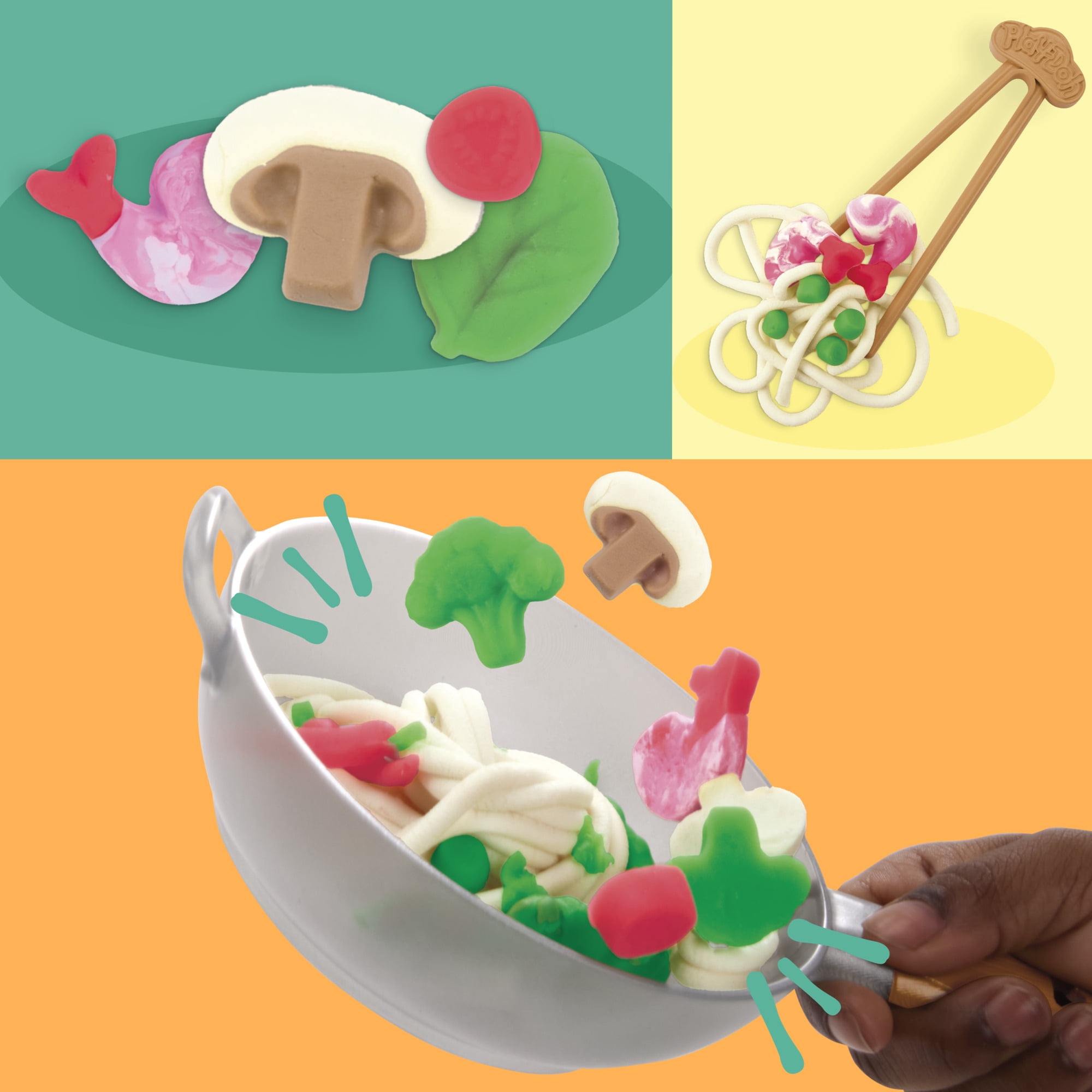 Play-Doh Wok & Wonton 8-Piece Kitchen Playset for Kids 3+