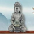 thumbnail image 4 of Solar-Powered Buddha Statue, Resin Buddha Sculpture with LED Light for Home Decoration, Sitting Meditating Buddha Serene Resin Figurine for Garden, Yard, Lawn, Living Room, and Entryway, Grey, 4 of 6