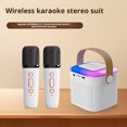 thumbnail image 4 of Mini máquina de karaoke portátil SUSUchens con 2 micrófonos inalámbricos, altavoz recargable de alta fidelidad compatible con Bluetooth, pequeña máquina de karaoke de juguete, blanco 1, 4 of 8