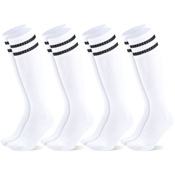 TELOLY 4 Pairs Kids Soccer Socks, Over Knee Boys Soccer Socks for Children Aged 5-12 to Playing Sports