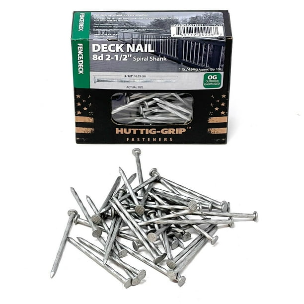 HuttigGrip 8D 21/2" Wood Fence Deck Type Nails Galvanized, 1 lb 100