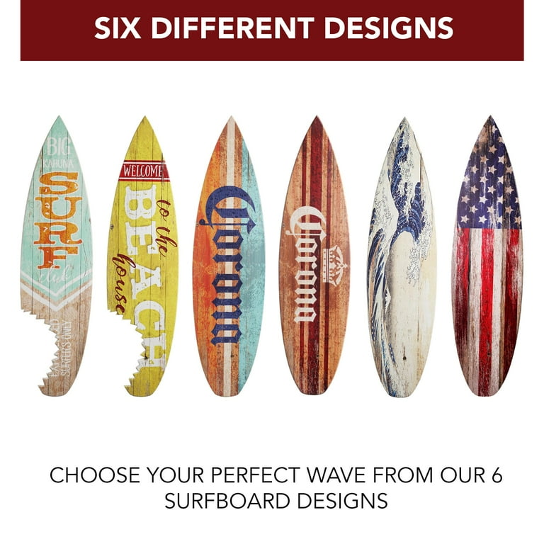 American Art Decor Big Kahuna Surf Club Experienced Surfers Only Shark Bite Surfboard Wall Art Plaque Hawaiian Island Beach Themed Decor Sign for Tiki