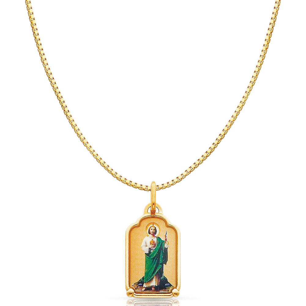 Jude Enamel Picture Religious Pendant Charm 14k Yellow Gold St