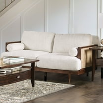 Furniture of America Indingham Modern Fabric Cushioned Indoor Loveseat, Beige and Walnut