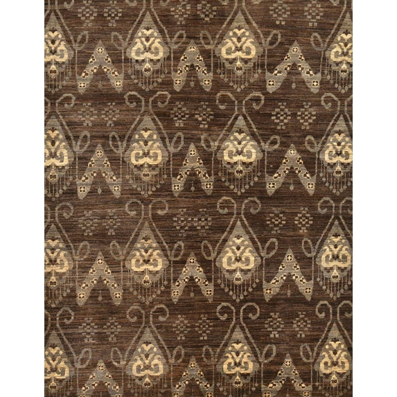 Ahgly Company Machine Washable Indoor Rectangle Abstract Bakers Brown Area Rugs, 7' x 10'