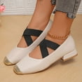 thumbnail image 6 of Mary Jane Shoes Women,Low Heel Straps Casual All Seasons Mary Jane Shoes for Daily Wear Work,Pink Mary Janes,White,7.5, 6 of 8