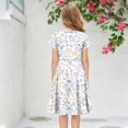 thumbnail image 5 of Grblisyd Girls Dress Cute Floral Print Short Sleeve Crew Neck A Line Dresses Kids Summer Casual Soft Sundress, 5 of 5