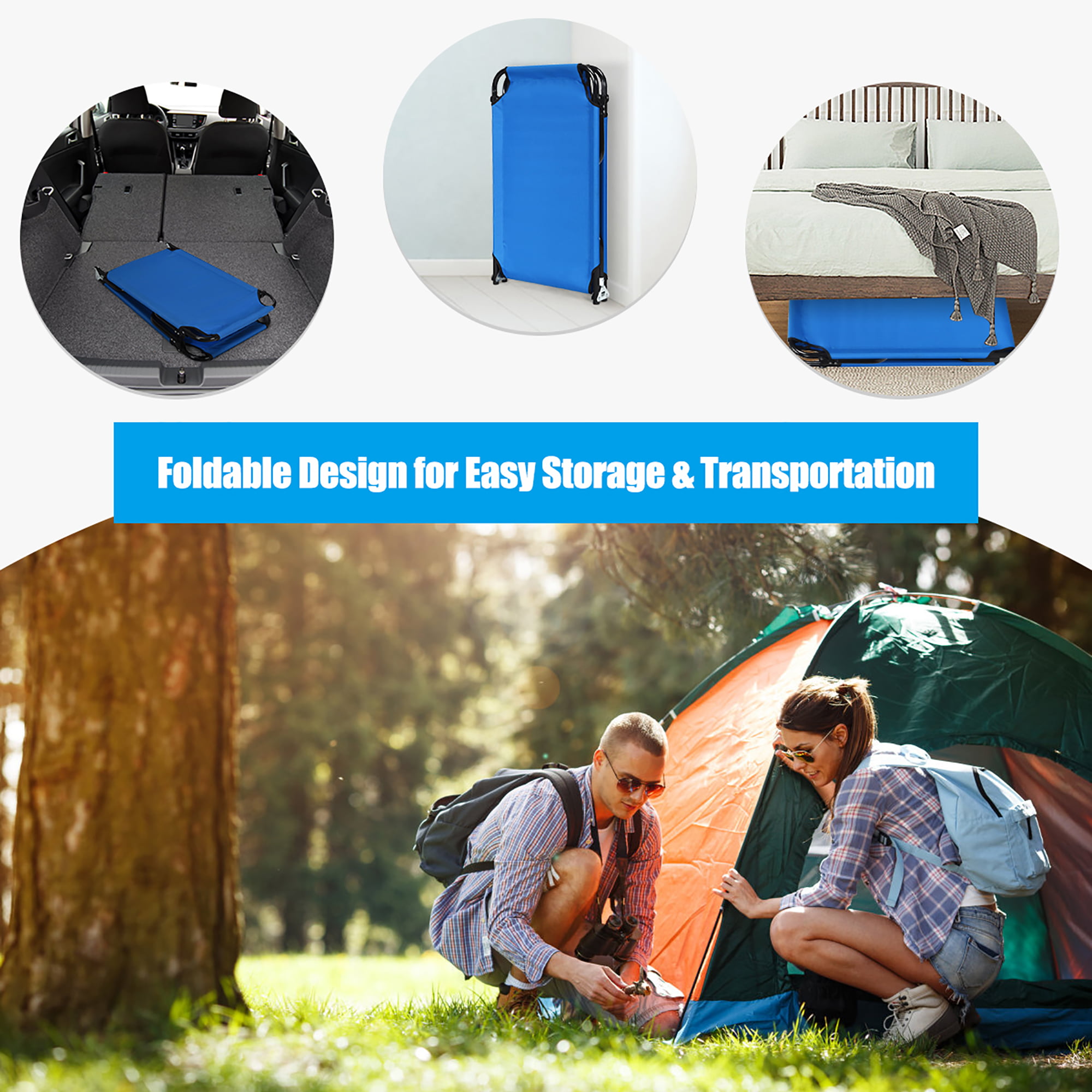 Costway Portable Camping Cot Outdoor Folding Sleeping Bed For Traveling  Hiking : Target